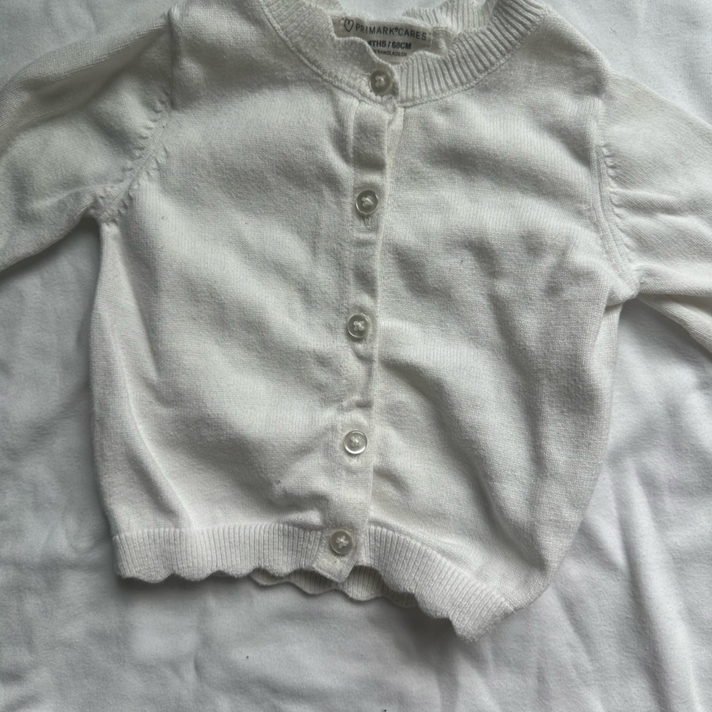 Primark White Knit Cardigan, 3-6 months.